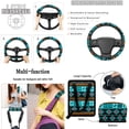 thumbnail image 5 of Yuyamidu Aztec Western Geometric Car Seat Cover Set of 15 Blue Steering Wheel Cover Seat Belt Pad Cover Trash Bin Rear View Mirror Cover Cup Holders Keychain Air Vent Storage Holder Car Decor, 5 of 7