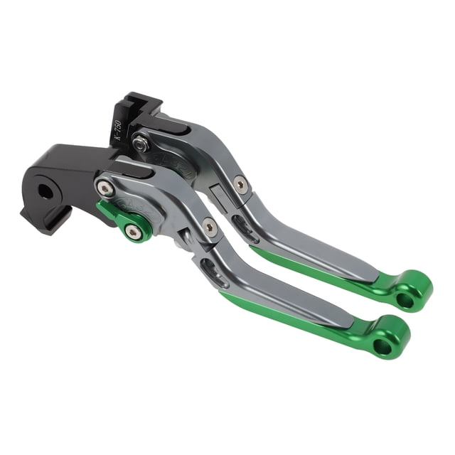 Palancas de freno y embrague cortas/largas únicas para Kawasaki ZX6R 2019-2025, palanca de freno ajustable de aleación de aluminio con mango de titanio y extremo verde, 1 par
