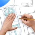thumbnail image 2 of Regla geométrica multifuncional, herramienta de plantilla de dibujo geométrico, suministros de oficina escolares de plástico para estudiantes, 2 of 5