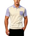 thumbnail image 4 of Men Polo Shirt Short Sleeve with Button Basic Summer Shirts Light Purple Fashion Clothing for Man, 4 of 4