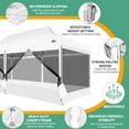 thumbnail image 4 of COBIZI 10x20 Heavy Duty Pop up Canopy with Mosquito Net,Instant Outdoor Shelter Large Canopy Tent for Outside,Gazebo with Mesh Sidewalls for Party,Backyard,Camping,White, 4 of 10