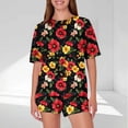 thumbnail image 2 of Trajes de Pantalones para Mujeres Casual Suelta Impresión Manga Corta, Cuello Redondo Pantalones Cortos Pijamas Poliéster, 2 of 6