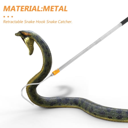 RENACLIPY Snake Handling Tool Stainless Steel Telescoping Hook Adjustable Length for Reptile Use