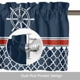 thumbnail image 6 of Nautical Anchor Valance Curtain for Windows Nautical Anchor Red Stripe Plaid Navy Blue Rod Pocket Curtain Valances Short Window Treatments Panels for Kitchen Bathroom Laundry Basement 60 x 14 Inch, 6 of 9