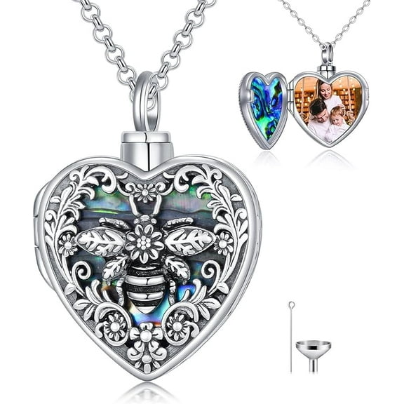 Personalized Heart Urn Locket Necklace for Ashes and Pictures 925 Sterling Silver Customized Locket Cremation Necklace for Ashes Memorial Keepsake Jewelry for Women