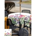 thumbnail image 4 of Outdoor Tablecloth with Umbrella Hole and Zipper, Tulips Spring Floral Square Table Cloth 60x60 Inch Waterproof Tablecloth, Pastoral Flowers Butterfly Farmhouse Picnic Table Cover for Patio Camping, 4 of 7