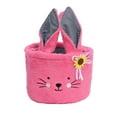 thumbnail image 3 of CoreLiving Plush Bunny Rabbit Easter Basket with Playful Ear Handles, White Canvas Bucket Tote Bag for Bulk Candy Gift Storage and Easter Egg Hunt Decorations, 3 of 6