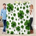 thumbnail image 3 of Clover Print Flannel Throw Blanket, Green Four-Leaf Clovers on White Background, 280GSM Soft Polyester Fabric, Modern Style for Home Decor, All-Season Cozy Cover, 3 of 6