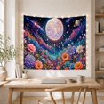 thumbnail image 5 of Cosmic Moon and Floral Garden in a Starry Nebula, Mystical Fantasy for Space Lovers, Celestial Decor Wall Art, Housewarming Gift, Tapestry Wall Hanging for Bedroom and Living Room, 5 of 7