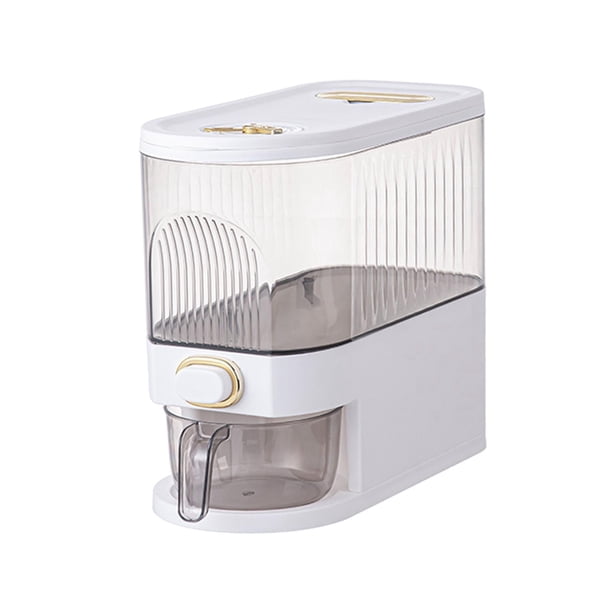 Dispensador de arroz, dispensador de alimentos, contenedor de almacenamiento de alimentos para cereales de arroz y harina de caramelo pequeño blanco