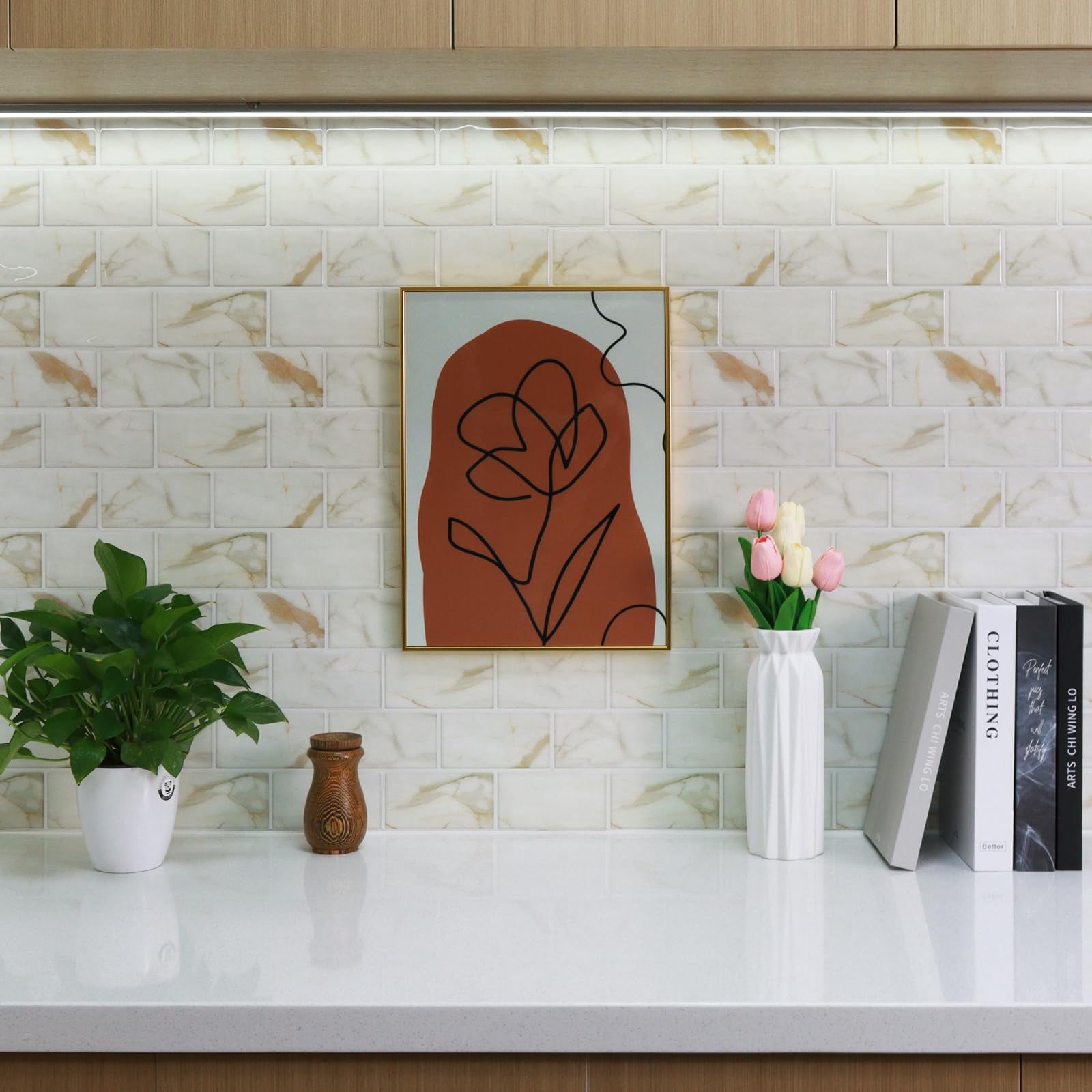 10-sheet Subway Tile Peel And Stick Backsplash  Self Adhesive Vinyl Wall Tiles On For Kitchen Bathroom(thicker Design)