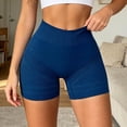 thumbnail image 4 of High Waist Seamless Yoga Shorts Lifting Compression Control Workout Running Gym Training Athletic Firming ActivewearBlueL, 4 of 5