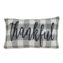 Parkland Collection Thankful 16x24" Cotton Fabric Throw Pillow in Gray