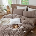 thumbnail image 6 of MooMee Gingham Duvet Cover Set Cal-King 100% Washed Cotton Linen Like Textured Breathable Lightweight 3-Piece (Cocoa Brown), 6 of 7