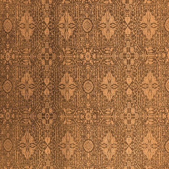 Ahgly Company Indoor Square Oriental Orange Industrial Area Rugs, 7' Square