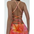 thumbnail image 2 of Romantic Date Ditsy Floral Camisole Backless Maxi Dress, Pink Orange Hibiscus Print, Spring Summer Evening Dress, 2 of 7