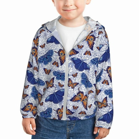 

Ocsxa Butterflies1 Print Kids Active Zipper Sun Protection Jacket Boys Girls Hooded Cooling Shirt-3 Years