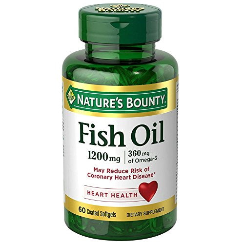 Nature's Bounty Fish Oil 1200 mg Omega-3 and Omega-6, 60 Odorless Softgels (Packaging May Vary)