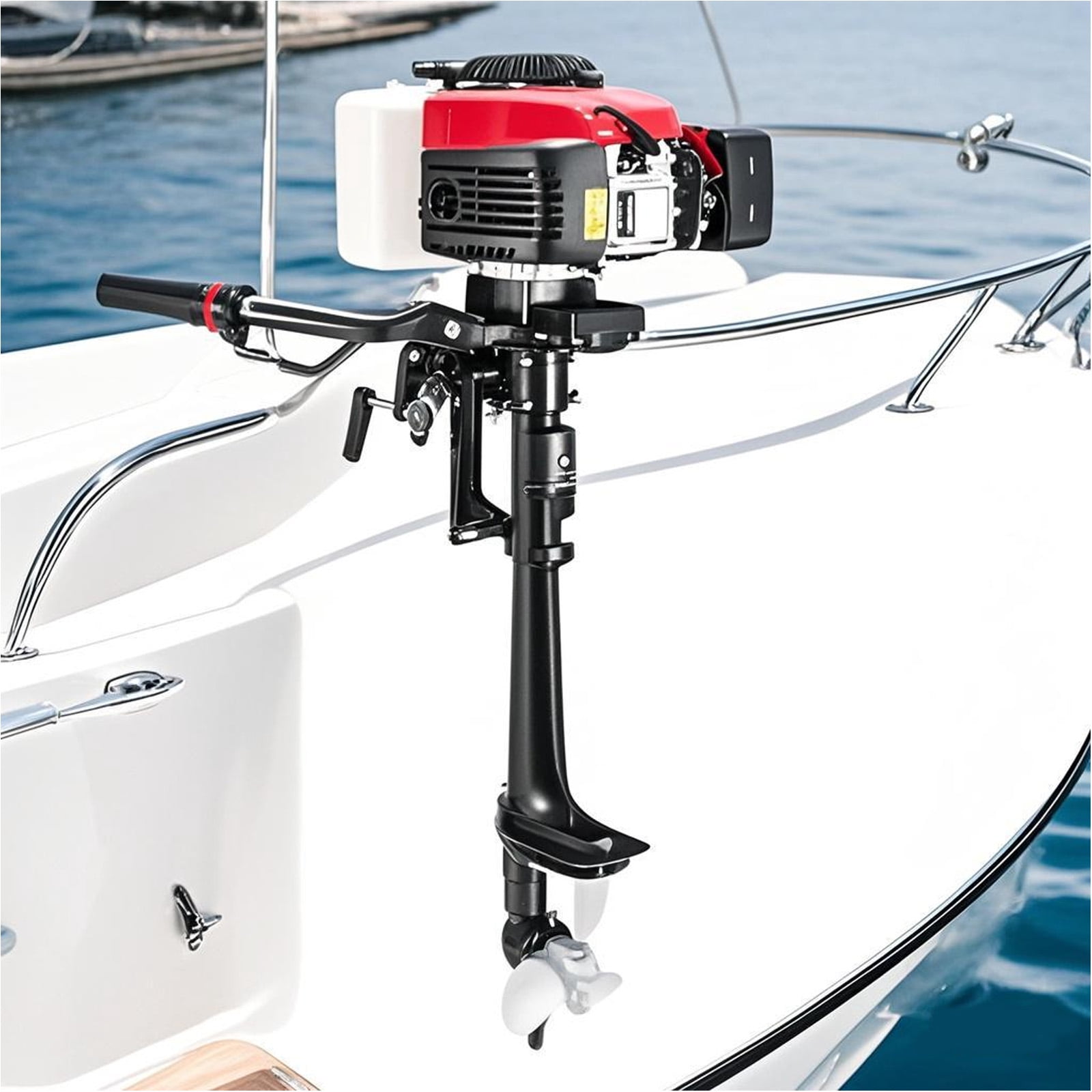 4 Stroke Outboard Motor，4 hp Outboard Boat Motors，Gas Powered Boat Marine Engine，Water Cooling Outboard Boat Motor for Inflatable, Kayak, Dinghy, Canoe, Sailboat