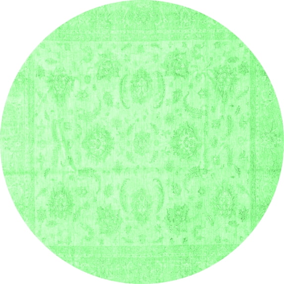Ahgly Company Indoor Round Oriental Emerald Green Traditional Area Rugs, 3' Round