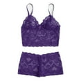 thumbnail image 2 of Huowey Bras For Women No Underwire Sleepwear Fashion Set Lace Spaghetti Strap Tank Top With Shorts Pajamas 2 Piece Underwear Comfortable ,Purple,XL, 2 of 7