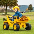 thumbnail image 2 of Patiojoy Kids Ride on Dump Truck 12V Electric Vehicle w/2.4G Remote Control Working Megaphone Toy Car with LED Lights, 2 of 9