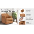 thumbnail image 3 of Carolayne Leather Accent Chair, 360°Swivel Accent Chair, Modern Barrel Accent Armchair Waterproof for Living Room, Brown, 3 of 9