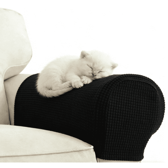 1 Par Fundas Elásticas para Reposabrazos de Sofá Sillón Slipcovers Funda Lavable para Sillón Cubierta de Brazo para Sofá Silla Reclinable Negro