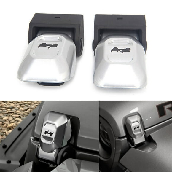 2 Piece Hooded Latch for 2018 - 2021 for Jeep for Wrangler JL and Gladiator Silver -
