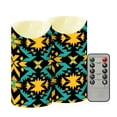 thumbnail image 2 of Aztec Geometric Abstract Pattern Flameless Candles 2 PCS with Remote Realistic Moving Flame LED Tapered Pillar Set for Home Decor, 2 of 7