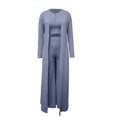 thumbnail image 6 of RYRJJ Womens 3 Piece Outfits Fall Lounge Sets Pajamas Long Sleeve Cardigan Crop Tank Top Wide Leg Pants Set Tracksuits(Blue,XL), 6 of 6