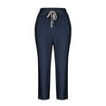 thumbnail image 4 of Womens Cotton Linen Harem Pants Summer Casual Tapered Cropped Baggy Lounge Trouser Lightweight Loose Yoga Capri Pants, 4 of 7