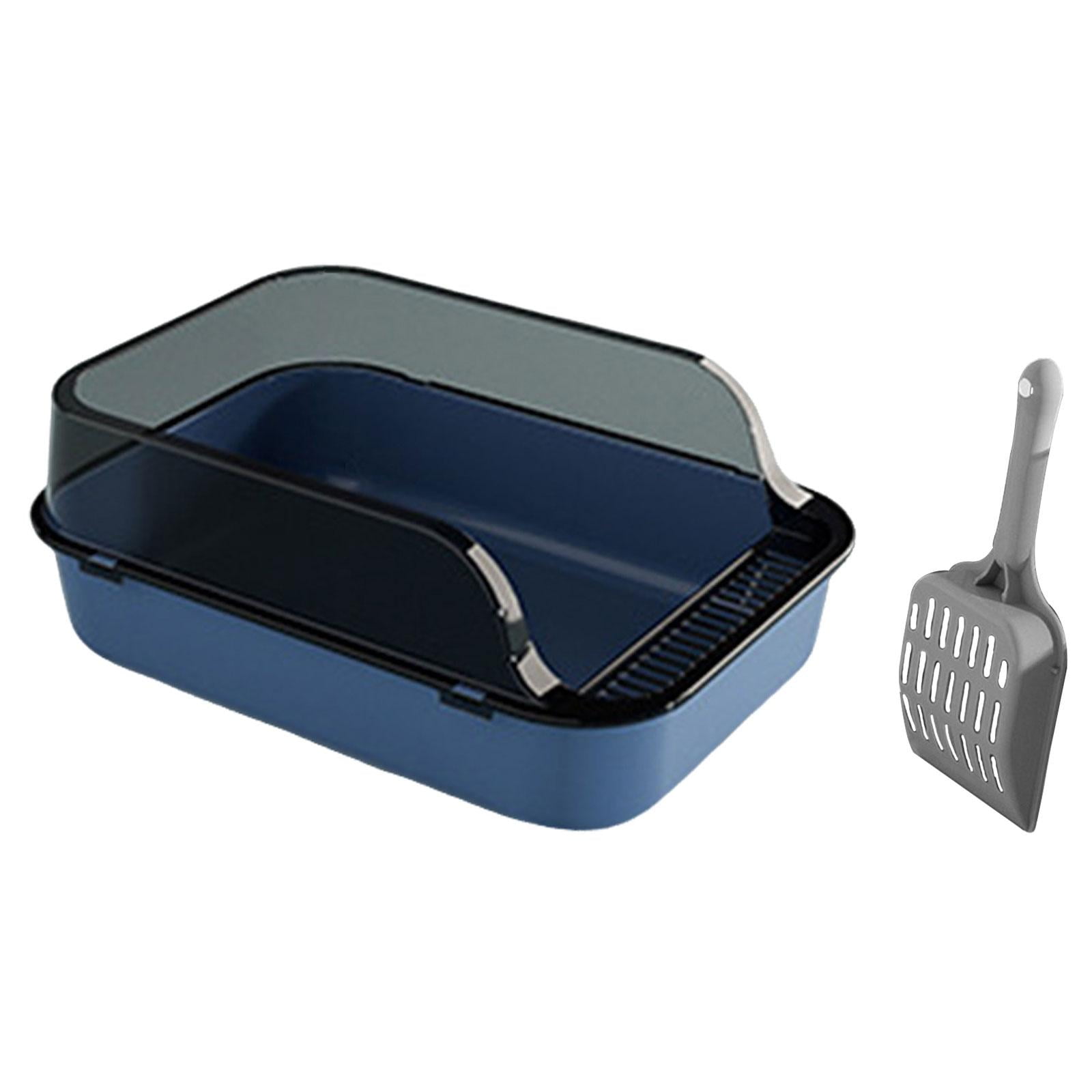 yotijay Cat Anti Splashing Kitty Litter Pan Detachable Semi Enclosed Portable Blue