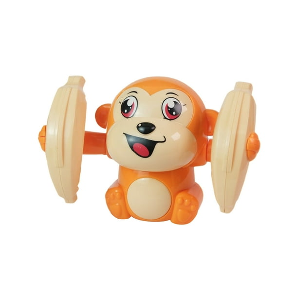 Bewildely Juguete educativo plástico del mono con el brazo giratorio de 360° y los juguetes activos del juguete del bebé de los bebés de la Videojuegos portátiles naranja Con bateria