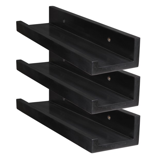 Veryke 14 Inch Floating Wall Mounted Shelves Set of 3, Molding Ledge
