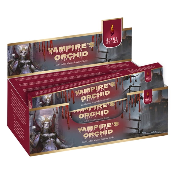 Soul Sticks Vampire's Orchid | 12 Boxes of Hand Rolled Natural Incense Sticks for Space Clearing Removing Negative Energy | Bulk Incense
