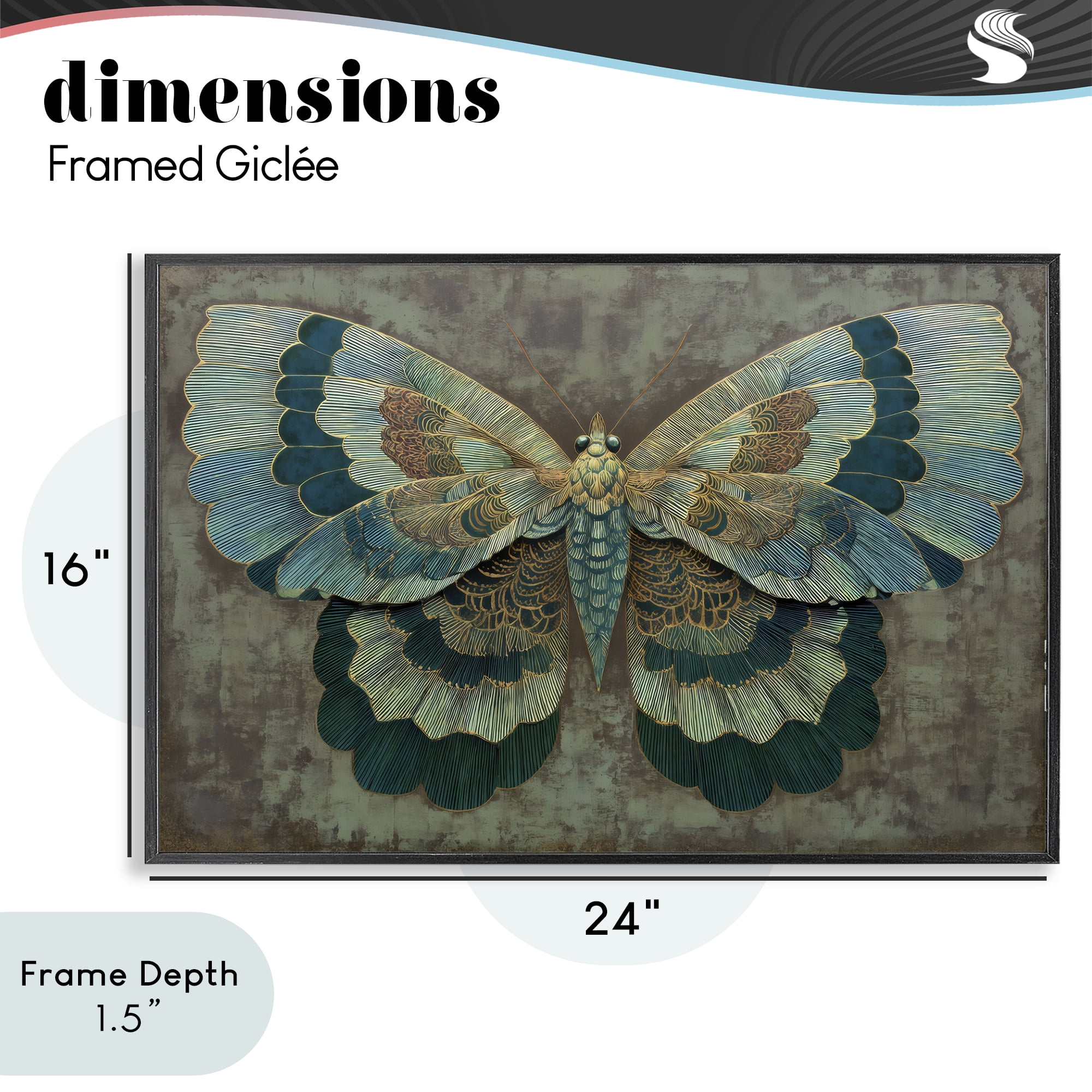 Stupell Industries Golden Jewel Butterfly Black Framed Giclee Art, design by Petal Prints Design