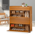 thumbnail image 3 of MoNiBloom Bamboo 7 Tiers Shoes Rack with Door, 36 Pairs Organizer Cabinet, Brown, for Hallway, 3 of 11