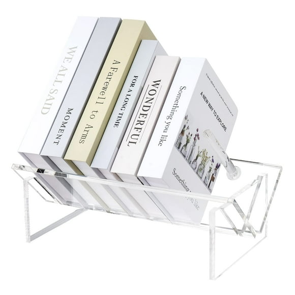 Sumerflos Acrylic Desktop Bookcase, Book Storage Organizer Bookshelves, Clear Mordern Tabletop Storage Rack for Office Home Shelf Display for Cd/Magazine/Book - Clear