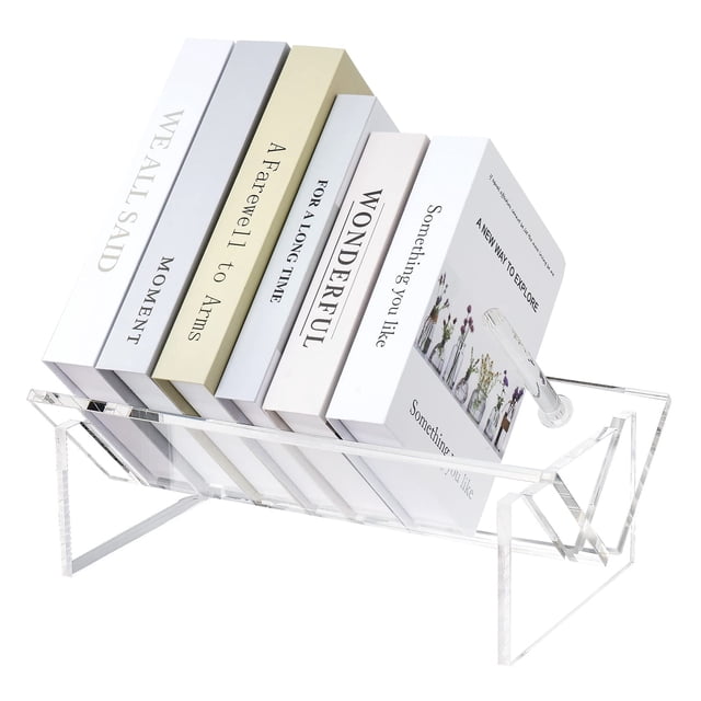 Sumerflos Acrylic Desktop Bookcase, Book Storage Organizer Bookshelves, Clear Mordern Tabletop Storage Rack for Office Home Shelf Display for Cd/Magazine/Book - Clear
