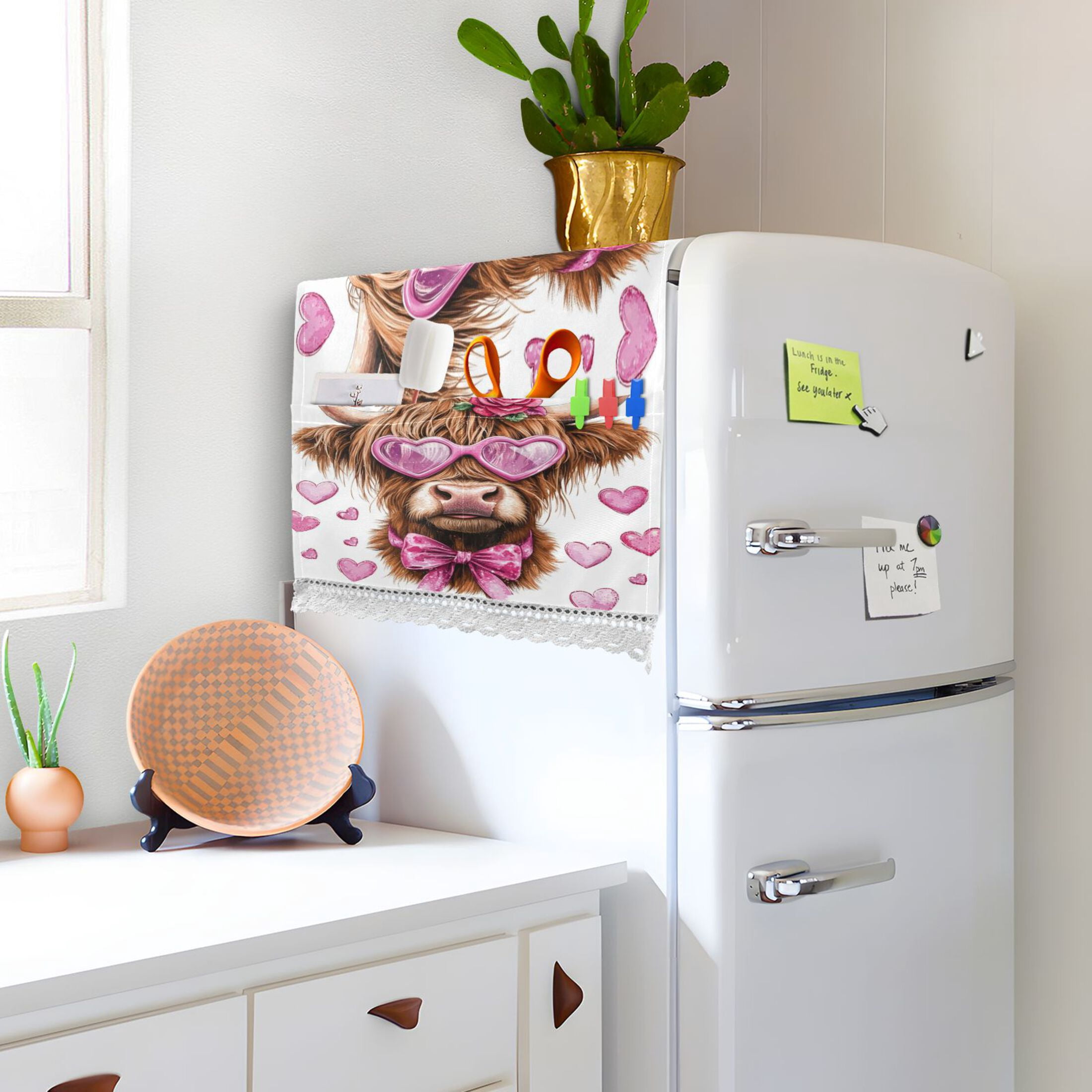 WOBOGO Cow with Love Pattern Washing Machine Cloth Dryer Refrigerator Top Cover Protective Non-Slip Mat For Kitchen Laundry