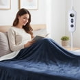 thumbnail image 1 of Qoosea Heated Blanket Throw Electric Blanket Twin Throw 50 * 60 inch with 9 Heating Levels 9 Timer Settings Auto Shut Off Soft Flannel Heating Blanke, 1 of 9