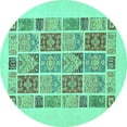 thumbnail image 1 of Ahgly Company Indoor Round Abstract Turquoise Blue Modern Area Rugs, 4' Round, 1 of 4