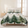 thumbnail image 3 of Quilts Queen Size Bedding Set, Christmas Tree Lightweight Quilted Comforter, Xmas Trees Green Snowflake Rustic Soft Reversible Bedspread Coverlet with Pillow Covers for All Season, 90" x 96", 3 of 9