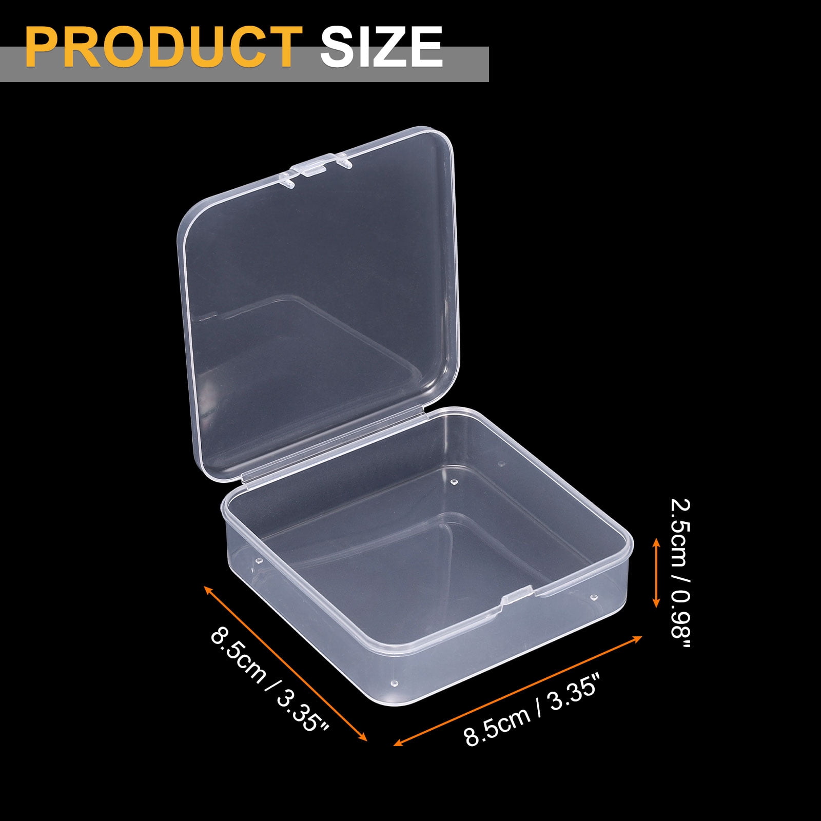 Uxcell 24pcs 3.35" x 3.35" x 0.98" Plastic Beads Storage Containers Box, Clear