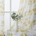 thumbnail image 3 of Shininglove Sheer Curtains 63 inch, Leaf Floral Faux Linen Textured Farmhouse Kitchen Tier Curtains Cafe Curtains, Yellow, Set of 2, 3 of 7