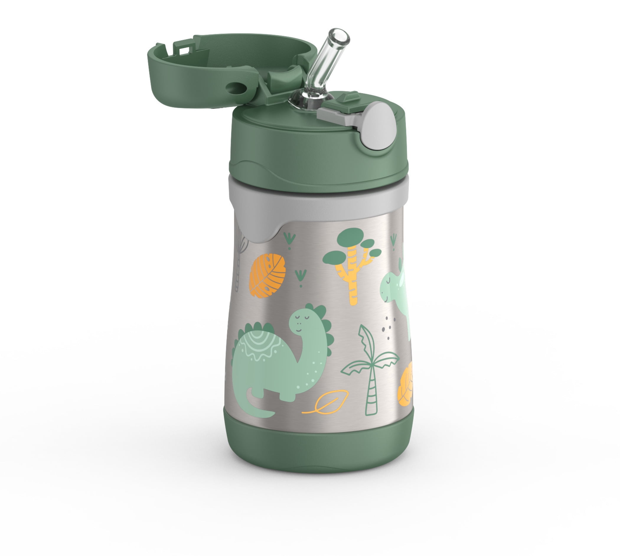 Thermos Baby Vacuum Insulated Stainless Steel 10 oz Straw Bottle, Dino