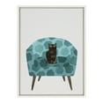 thumbnail image 3 of Kate and Laurel Sylvie 9 Teal Chair Framed Canvas Wall Art by Planet Cat, 18x24 White, Modern Simple Living Room Chair with Animal Art for Wall Decor, 3 of 7