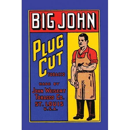 Retail package of pipe tobacco sold under the brand Big John and showing the image of a working man  The image is to convey the idea of smoking the tobacco is a real mans activity Poster Print by