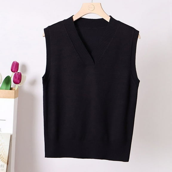 Hvyesh Sweater Vests for Women Classic V Neck Sleeveless Knit Sweater Cardigan Plus Size Knitted Sweater Jacket